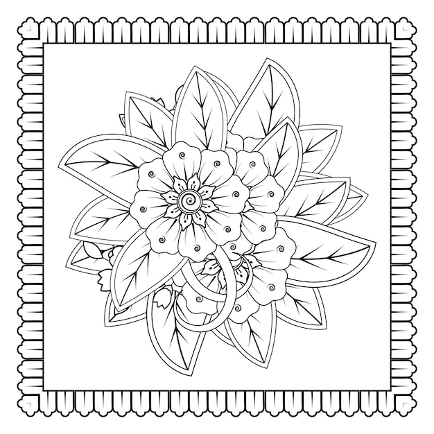 Mehndi bloem voor henna mehndi tattoo decoratie Decoratief ornament in etnische oosterse stijl