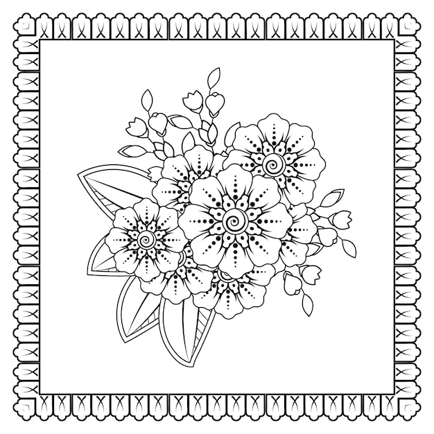 Mehndi bloem voor henna mehndi tattoo decoratie decoratief ornament in etnische oosterse stijl