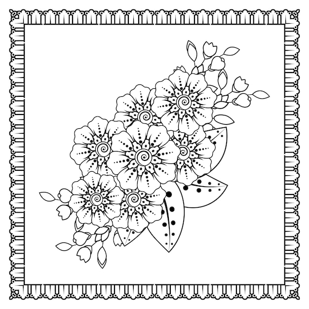 Mehndi bloem voor henna mehndi tattoo decoratie Decoratief ornament in etnische oosterse stijl