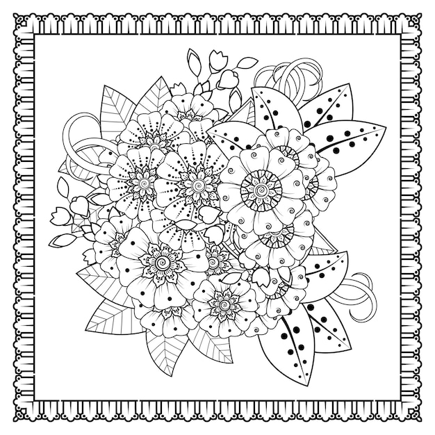 Mehndi bloem voor henna mehndi tattoo decoratie Decoratief ornament in etnische oosterse stijl