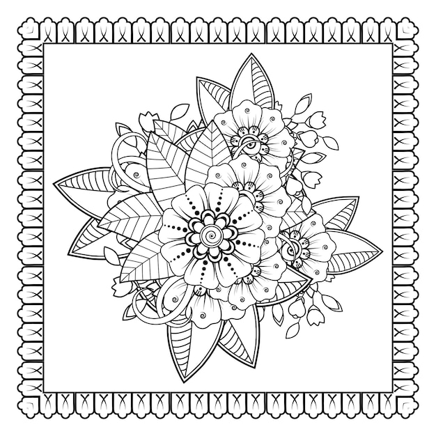 Mehndi bloem voor henna mehndi tattoo decoratie Decoratief ornament in etnische oosterse stijl