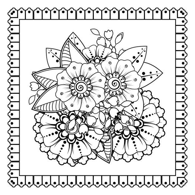 Mehndi bloem voor henna mehndi tattoo decoratie Decoratief ornament in etnische oosterse stijl