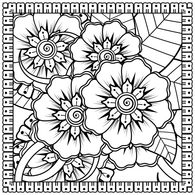 Mehndi bloem voor henna mehndi tattoo decoratie kleurboek pagina