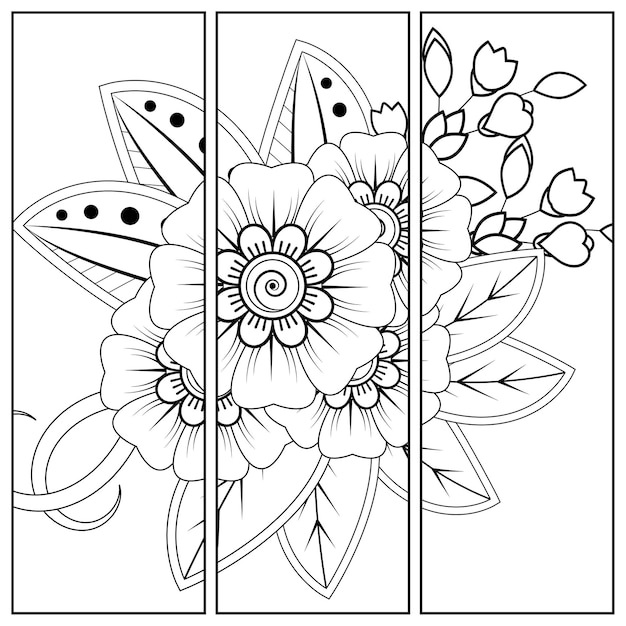 Mehndi flower decoration. decorative ornament in ethnic oriental style. coloring page.