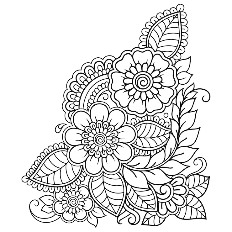 Vector mehndi flower . decoration in ethnic oriental, indian style. doodle ornament. outline hand draw   illustration.