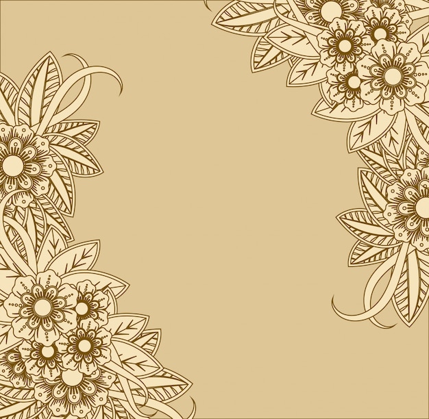 Mehndi flower decoration in ethnic oriental, indian style. doodle ornament. outline hand draw illustration.