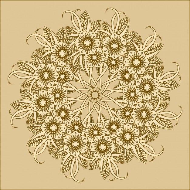 Mehndi flower decoration in ethnic oriental, indian style. doodle ornament. outline hand draw illustration.