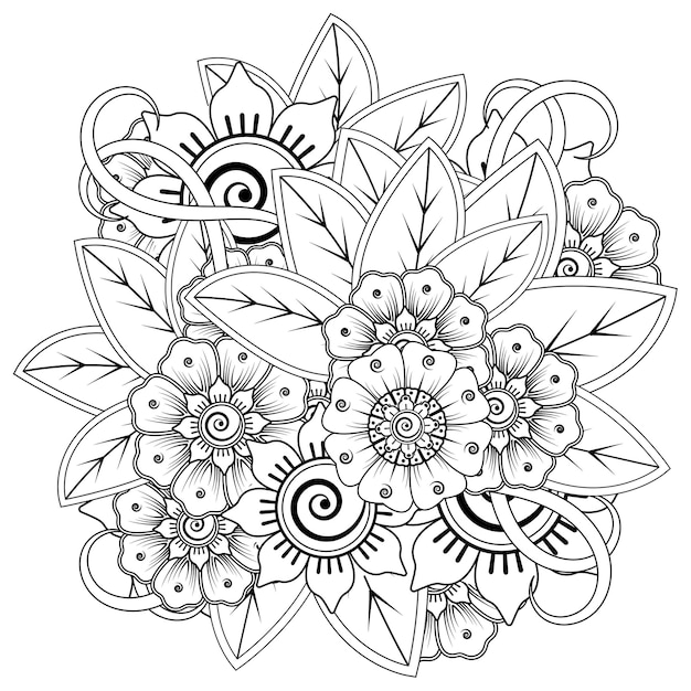 Mehndi flower decoration in ethnic oriental