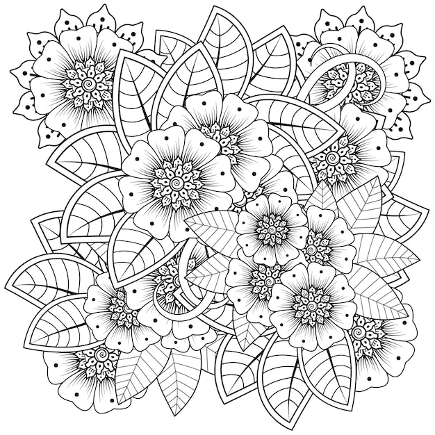 Mehndi flower decoration in ethnic oriental