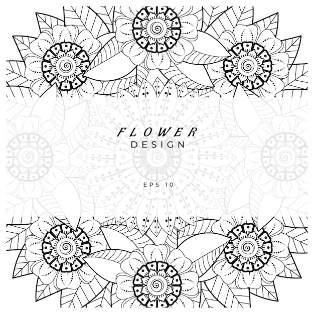 mehndi flower decorative ornament in ethnic oriental style doodle ornament outline hand draw
