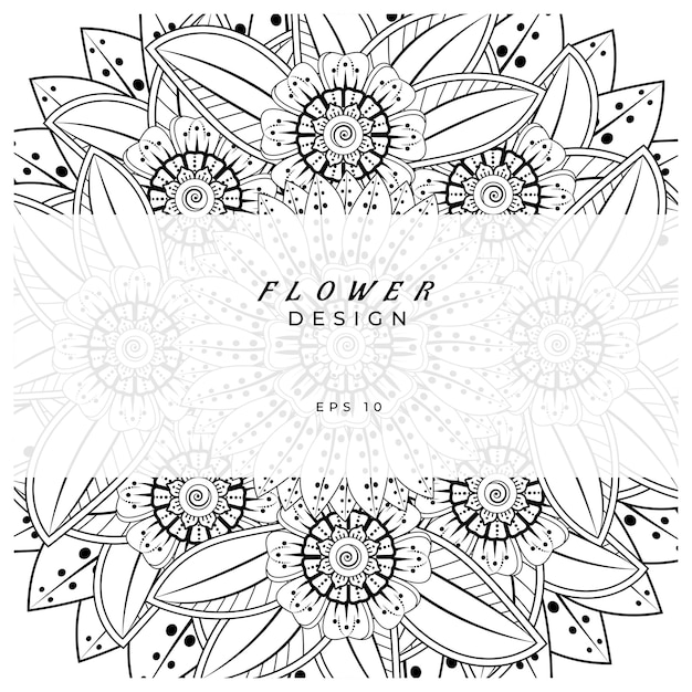 mehndi flower decorative ornament in ethnic oriental style doodle ornament outline hand draw