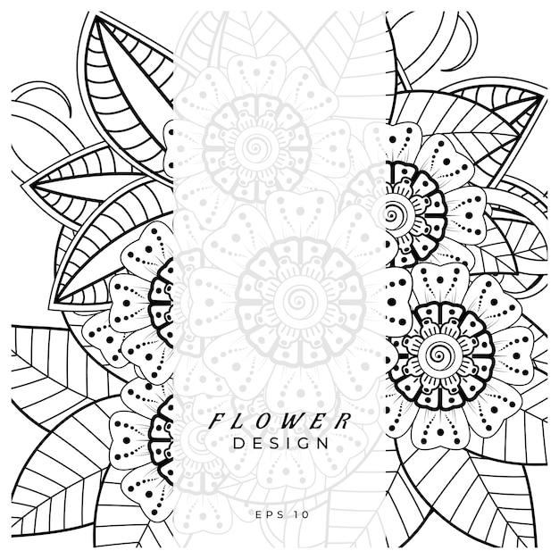 mehndi flower decorative ornament in ethnic oriental style doodle ornament outline hand draw