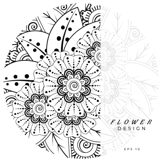 Менди цветочный декоративный орнамент в этническом восточном стиле каракули орнамент наброски рука рисовать