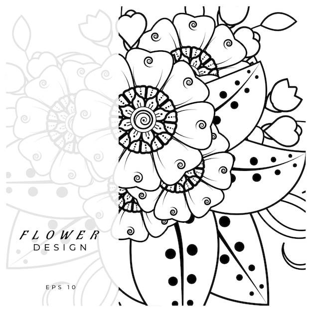 mehndi flower decorative ornament in ethnic oriental style doodle ornament outline hand draw