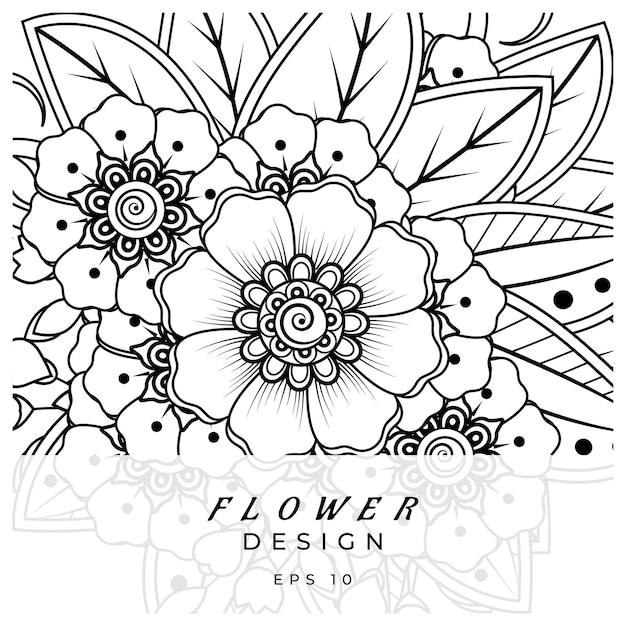 Vector mehndi flower decorative ornament in ethnic oriental style doodle ornament outline hand draw