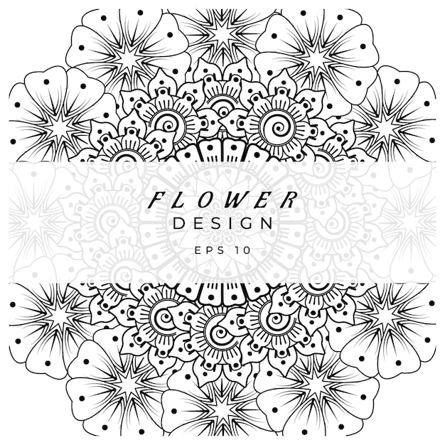 mehndi flower decorative ornament in ethnic oriental style doodle ornament outline hand draw