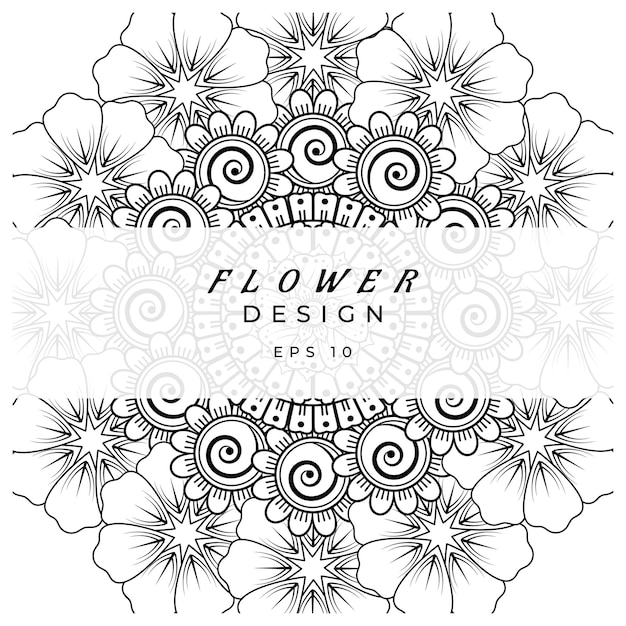 Mehndi flower decorative ornament in ethnic oriental style doodle ornament outline hand draw