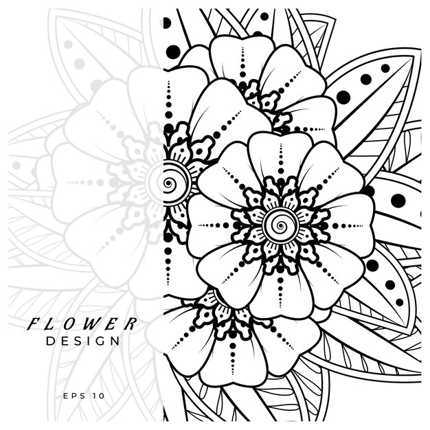 Vector mehndi flower decorative ornament in ethnic oriental style doodle ornament outline hand draw
