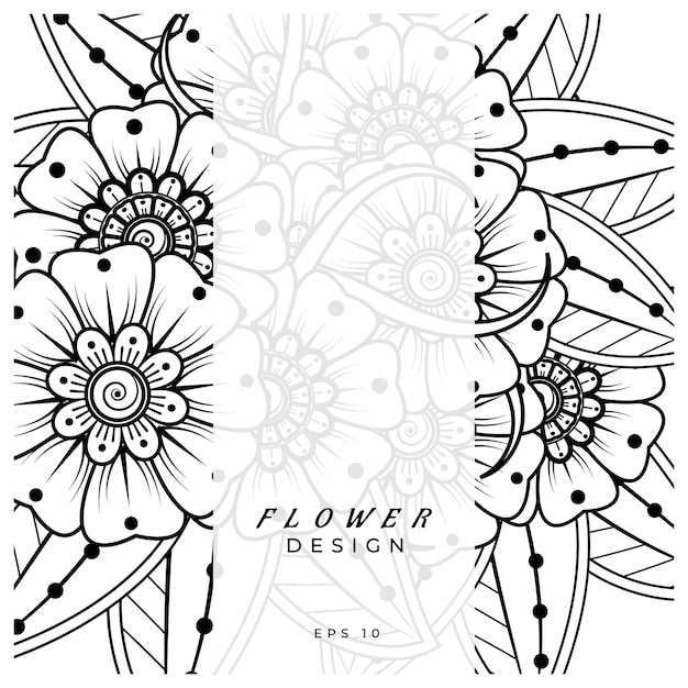 mehndi flower decorative ornament in ethnic oriental style doodle ornament outline hand draw