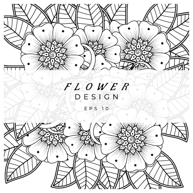 Vector mehndi flower decorative ornament in ethnic oriental style doodle ornament outline hand draw