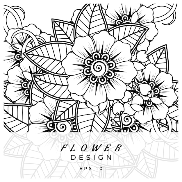 Mehndi flower decorative ornament in ethnic oriental style doodle ornament outline hand draw