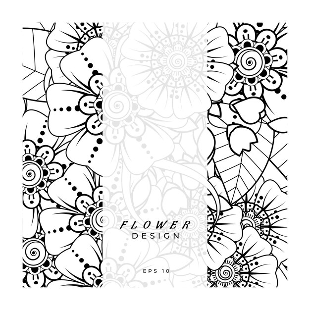 mehndi flower decorative ornament in ethnic oriental style doodle ornament outline hand draw