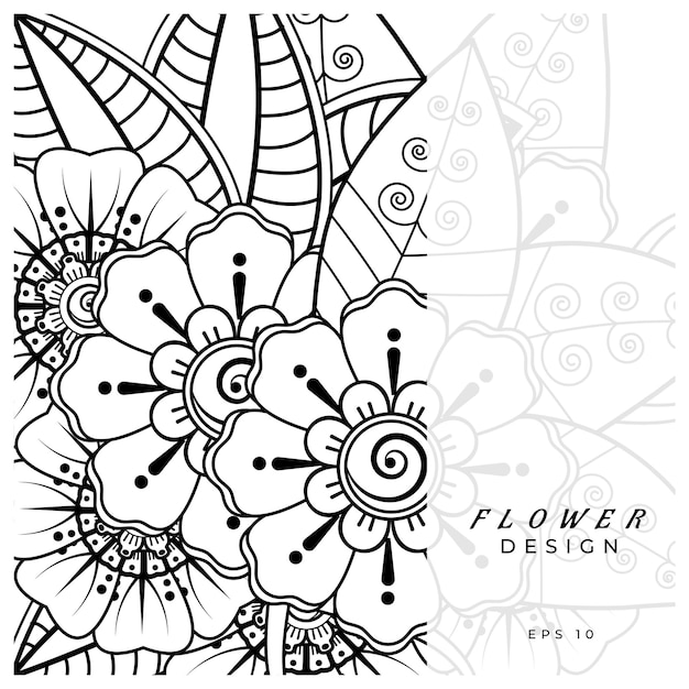 mehndi flower decorative ornament in ethnic oriental style doodle ornament outline hand draw