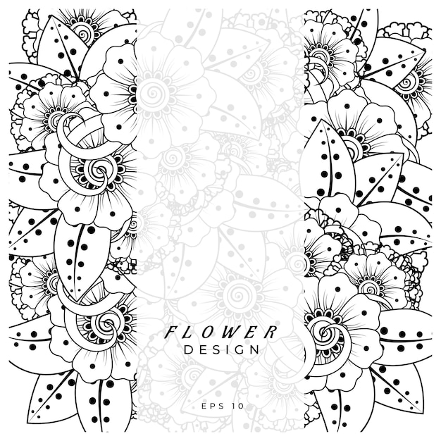 mehndi flower decorative ornament in ethnic oriental style doodle ornament outline hand draw