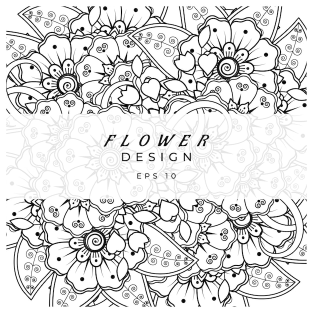 mehndi flower decorative ornament in ethnic oriental style doodle ornament outline hand draw