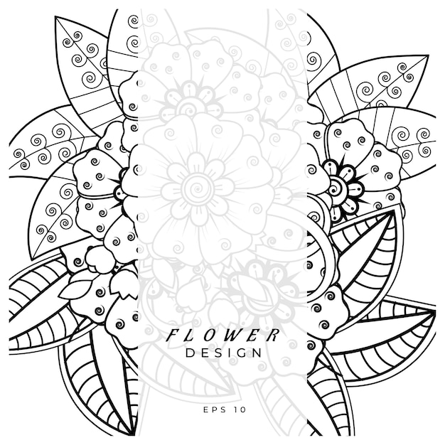 mehndi flower decorative ornament in ethnic oriental style doodle ornament outline hand draw