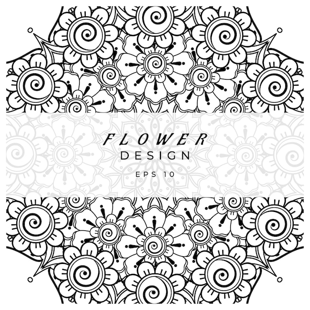 mehndi flower decorative ornament in ethnic oriental style doodle ornament outline hand draw