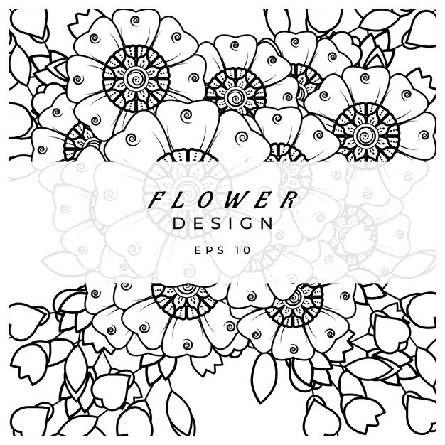 mehndi flower decorative ornament in ethnic oriental style doodle ornament outline hand draw