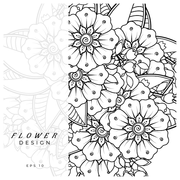 mehndi flower decorative ornament in ethnic oriental style doodle ornament outline hand draw