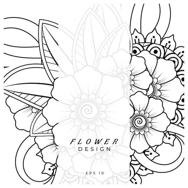 Mehndi flower decorative ornament in ethnic oriental style doodle ornament outline hand draw