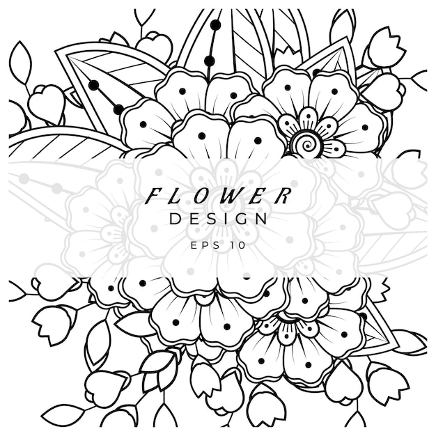 mehndi flower decorative ornament in ethnic oriental style doodle ornament outline hand draw