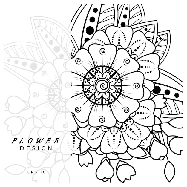 mehndi flower decorative ornament in ethnic oriental style doodle ornament outline hand draw