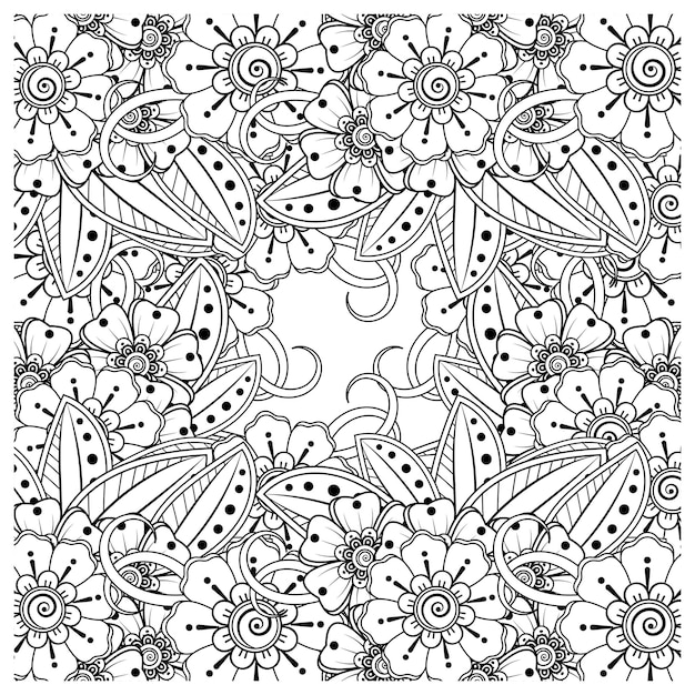 Vettore ornamento decorativo fiore mehndi in stile etnico orientale doodle ornamento contorno disegno a mano