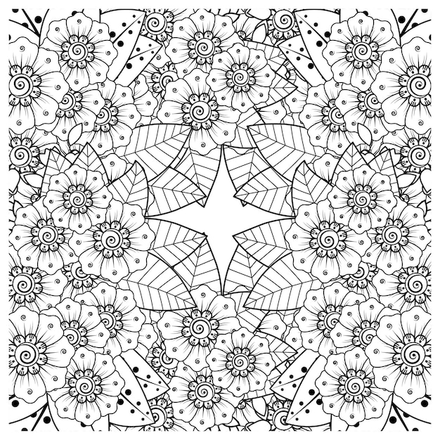 mehndi flower decorative ornament in ethnic oriental style doodle ornament outline hand draw