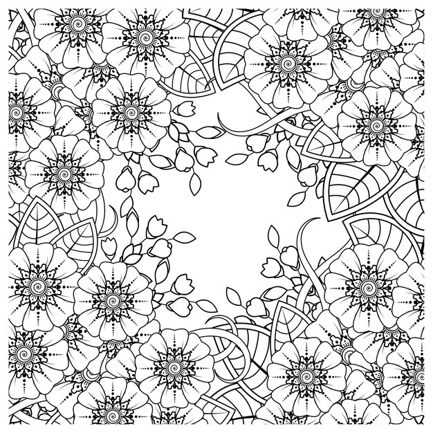 mehndi flower decorative ornament in ethnic oriental style doodle ornament outline hand draw