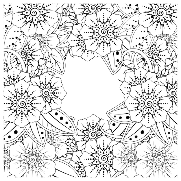 mehndi flower decorative ornament in ethnic oriental style doodle ornament outline hand draw