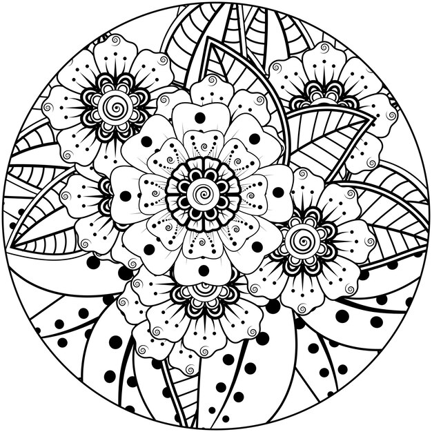 mehndi flower decorative ornament in ethnic oriental style doodle ornament outline hand draw