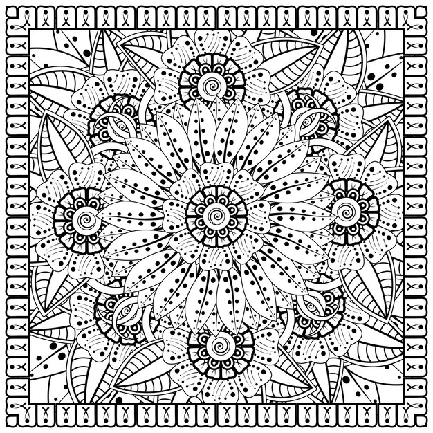 mehndi flower decorative ornament in ethnic oriental style doodle ornament outline hand draw