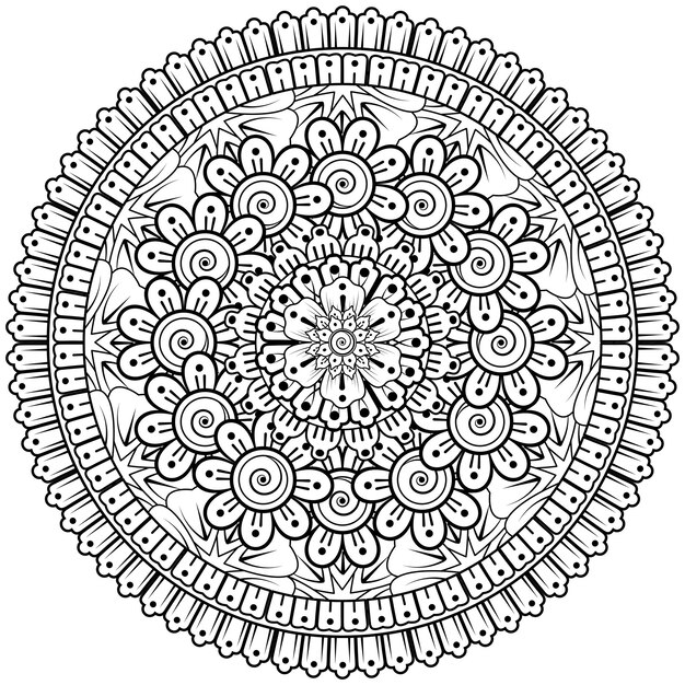 mehndi flower decorative ornament in ethnic oriental style doodle ornament outline hand draw