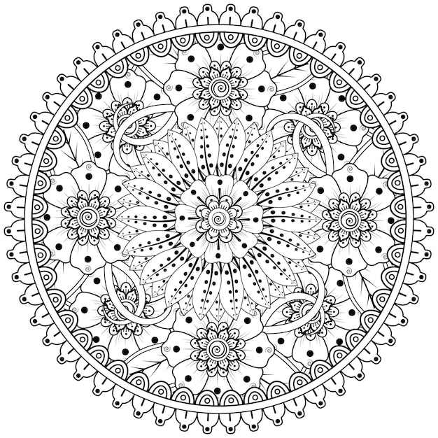 mehndi flower decorative ornament in ethnic oriental style doodle ornament outline hand draw