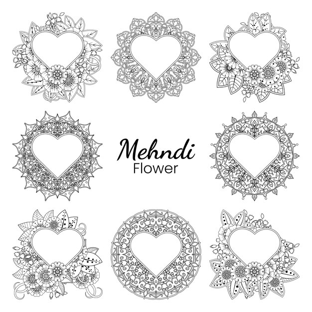 Vector mehndi flower   in ethnic oriental style doodle ornament outline hand draw illustration coloring book page