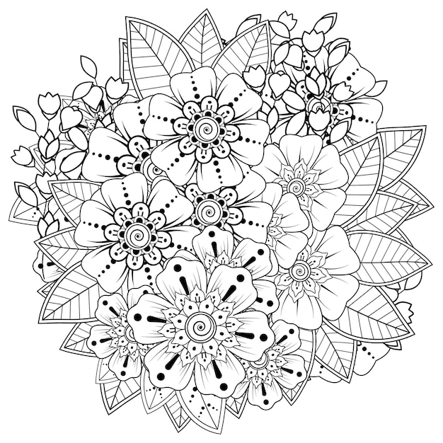 白で隔離されるヘナの一時的な刺青の花