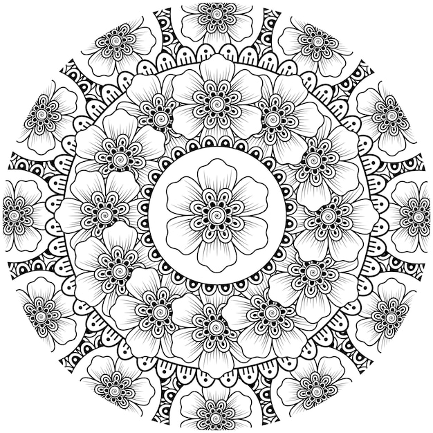 ヘナ一時的な刺青の入れ墨の装飾の塗り絵のページのための一時的な刺青の花