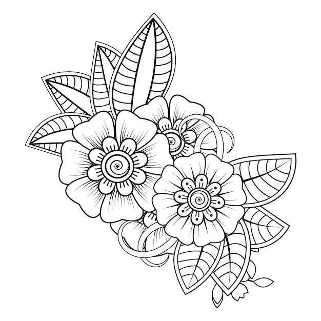 ヘナ、一時的な刺青、入れ墨、装飾のための一時的な刺青の花。エスニックオリエンタルスタイルの装飾装飾。