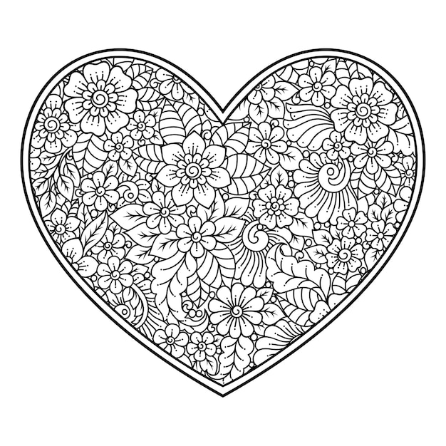 Mehndi flower in form of heart