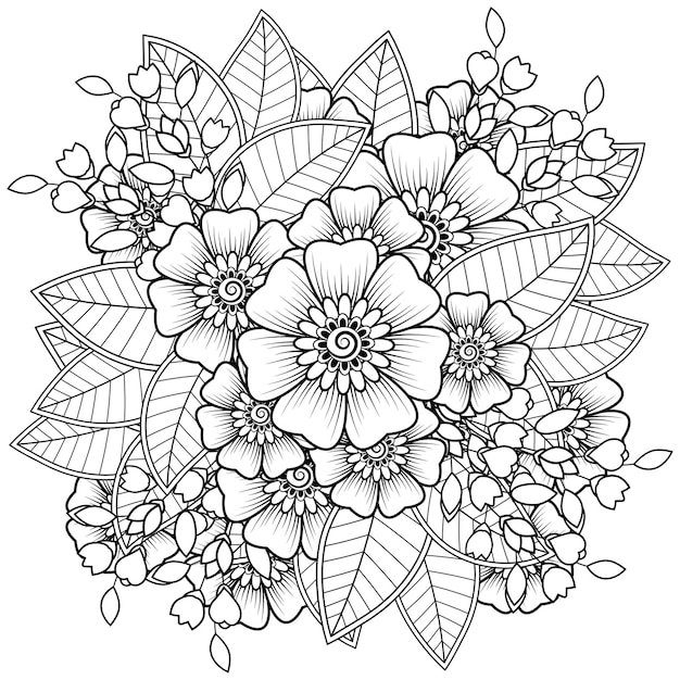 Mehndi flower for henna isolated on white